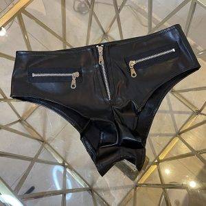 Casual Faux Leather Shorts Club Shorts For Women Sexy Clubwear Elastic Girls Dance Big Booty Shorts Outfits Gothic With Zipper Gothtopia https://gothtopia.com