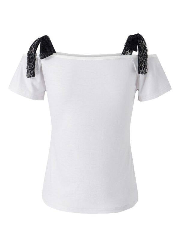 Women’s Gothic Y2K Grunge T Shirt Skull Print Short Sleeve Off Shoulder Crop Tops Gothtopia https://gothtopia.com