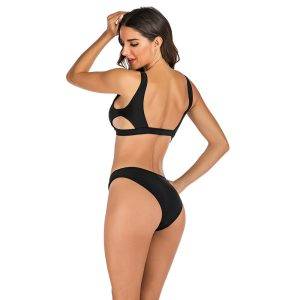 Women’s Dark Strap Side Bottom Halter Racerback Bikini Bathing Suits Gothtopia https://gothtopia.com