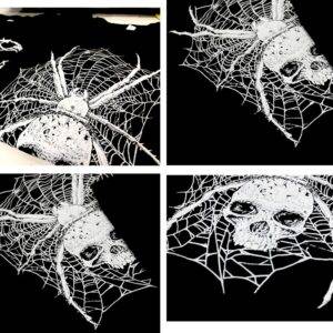 Grunge Dark Punk Skull Print Graphic T-Shirt Spider Web Skeleton Gothic Y2K Casual Slim Crop Top Gothtopia https://gothtopia.com