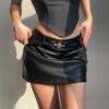 Gothic PU Leather Clubwear Fashion Outfits Punk Black Mini Skirts Gothtopia https://gothtopia.com