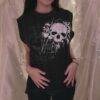 Skulls Graphics Dark Academia Mall Goth Sleeveless Vest Grunge Vintage Black Tops Gothtopia https://gothtopia.com