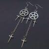 Gothic Emo Pentagram Swords Earrings Dangle Witchy Silver Plated Earrings Gothtopia https://gothtopia.com
