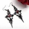 Vintage Gothic Red Zircon Cross Black Steam Genus Earrings For Women Gothtopia https://gothtopia.com