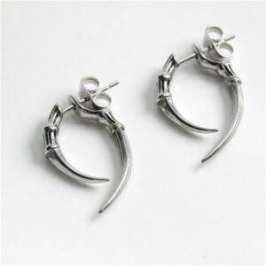 Gothic Animal Claw / Horn Stud Earrings for Women / Men – Stainless Steel Black Silver / Color Gothtopia https://gothtopia.com