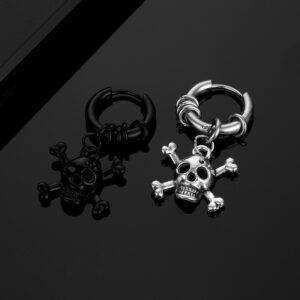 Gothic Fashion Skeleton Hoop Stainless Steel Earrings For Women or Men Gothtopia https://gothtopia.com