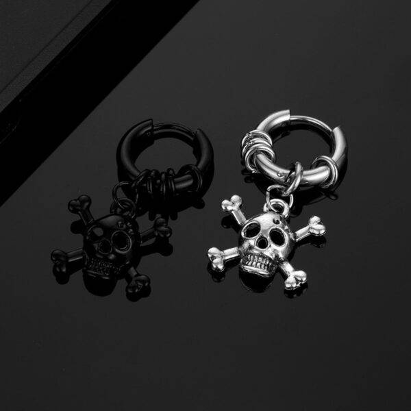 Gothic Fashion Skeleton Hoop Stainless Steel Earrings For Women or Men Gothtopia https://gothtopia.com