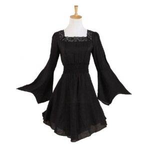 Long Sleeve Vintage Lace Gothic Dress Black/White Steampunk Dress M-2XL Gothtopia https://gothtopia.com