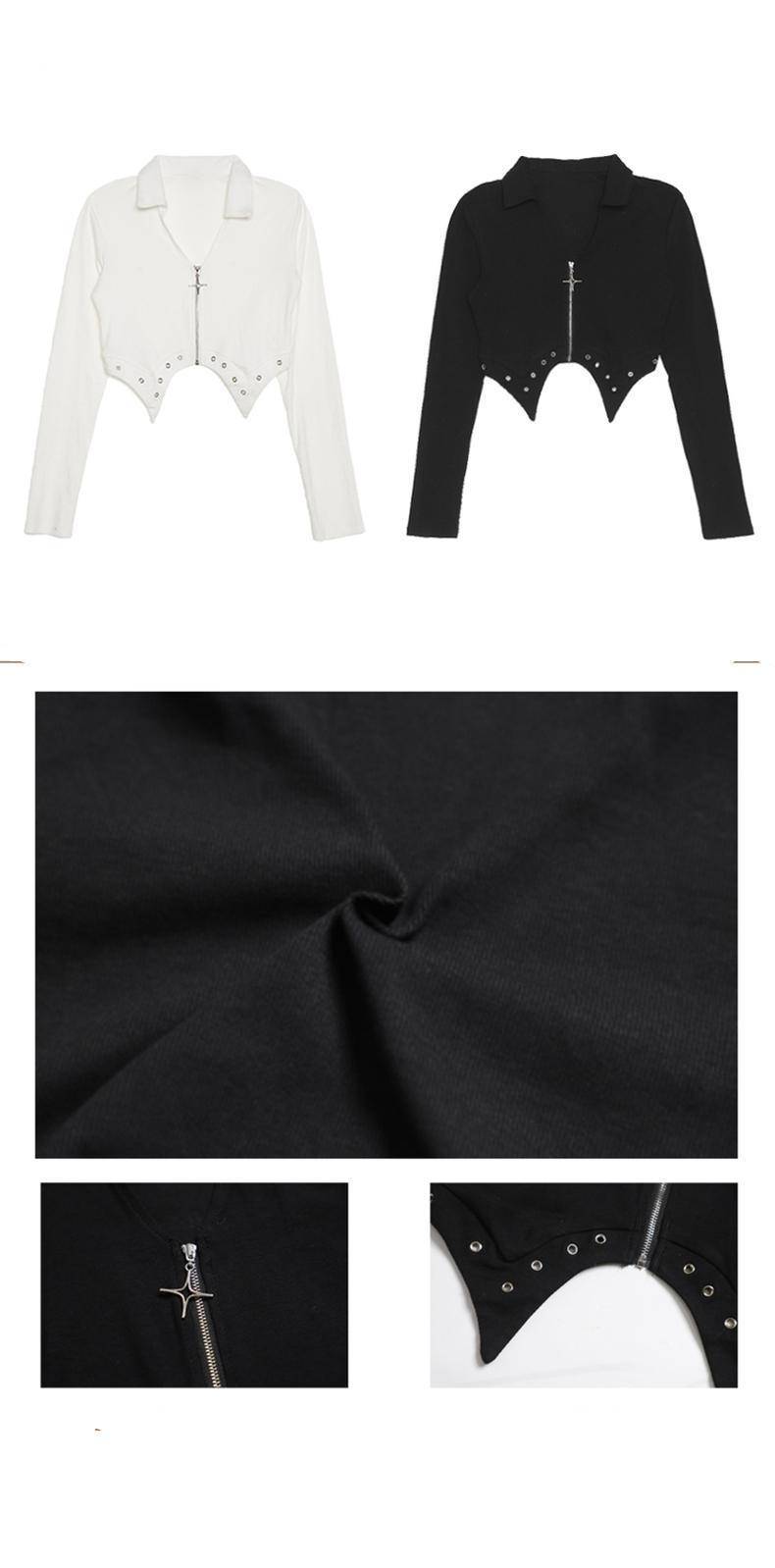 Zip-up Long Sleeve T-shirts Women Y2k Crop Tops Irregular Sexy Slim 2022 Autumn New Fashion Hotsweet Girls Streetwear Gothic Ins