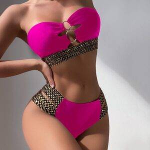 Sexy Strapless Bikini Bandeau Flash Belt Bikini Set Swimwear Gothtopia https://gothtopia.com