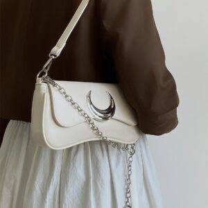 Fashion Design Women’s Moon Locking Buckle PU Leather Ladies Crossbody Underarm Bag Gothtopia https://gothtopia.com