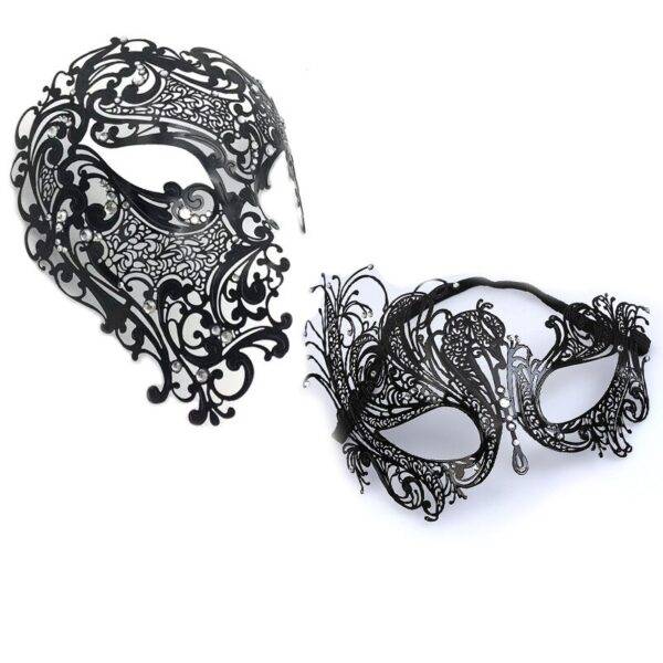 Black Gold Skull Metal Party Mask Rhinestone Half Face Venetian Masquerade Masks Gothtopia https://gothtopia.com