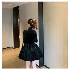 Gothic Fashion Half High Collar Bow Tunic Temperament Party Dress Gothtopia https://gothtopia.com