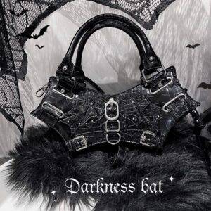 Dark Lolita Designer Punk Gothic Bat Shaped Women Handbag and Purse Belt Buckle Shoulder Bag Gothtopia https://gothtopia.com